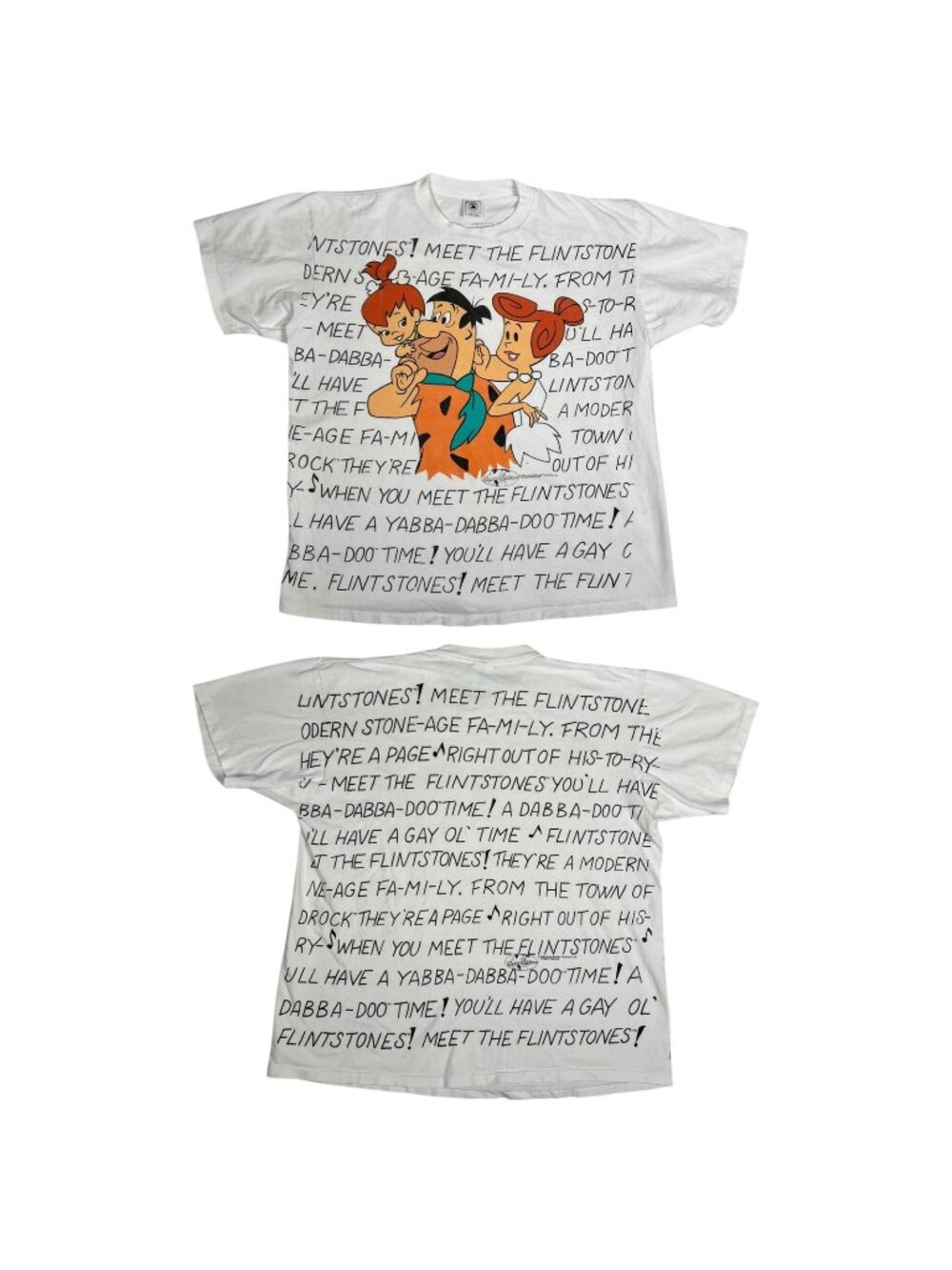 Vintage Flintstones T-Shirt Size XL All Over Print Meet The Flintstones 90s